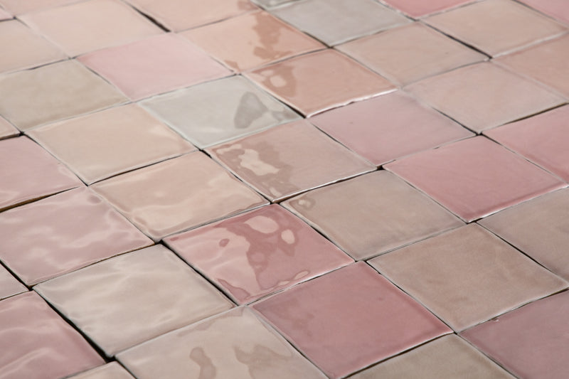 Curated Pink Handmade Square Tiles QPKJFB