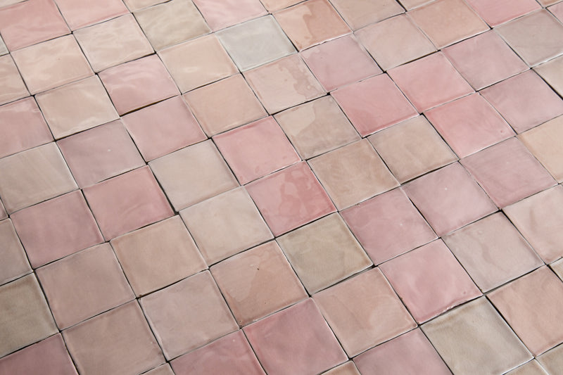 Curated Pink Handmade Square Tiles QPKJFB