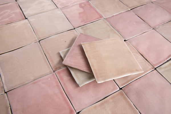 Curated Pink Handmade Square Tiles QPKJFB