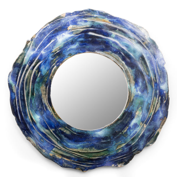 Small Green & Aqua Ceramic Mirror - QQANKN