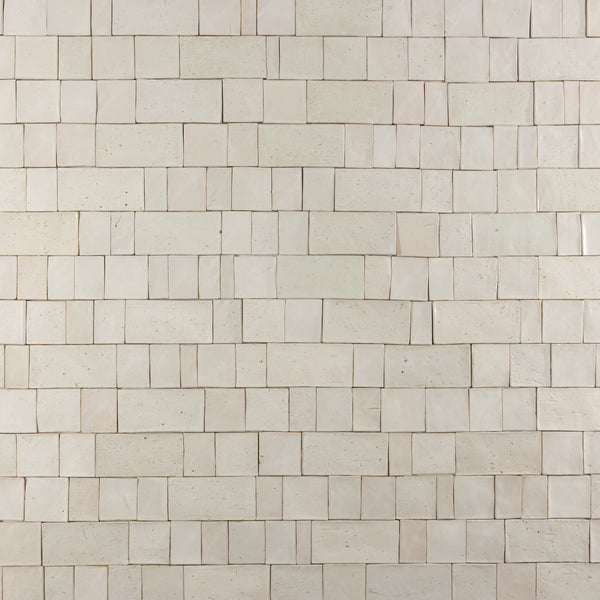 Undulating White Handmade Rectangular Tiles - R9W3ZX-WS