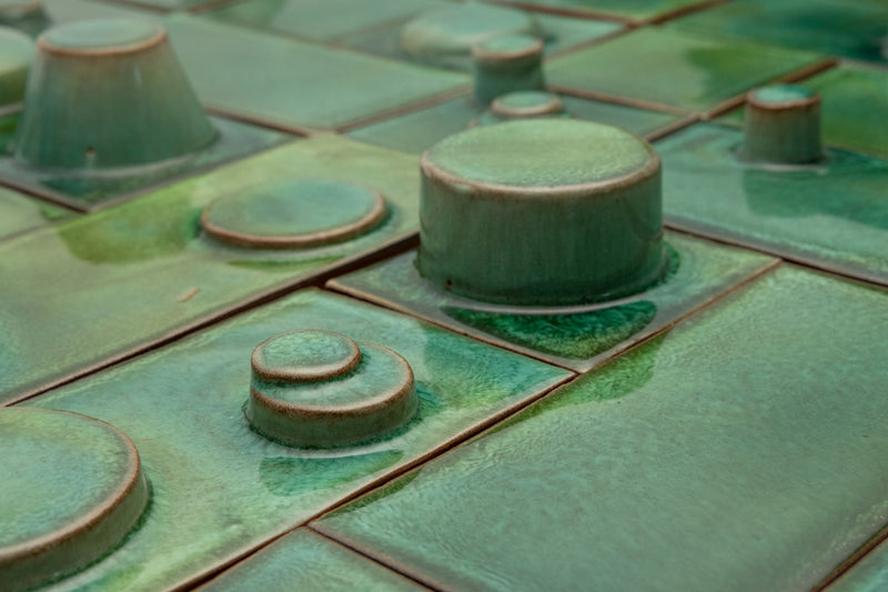 Hand-Made 3D Green Tiles - RGEUZN-WS