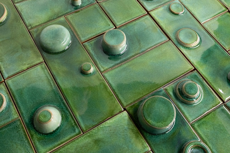 Hand-Made 3D Green Tiles - RGEUZN-WS