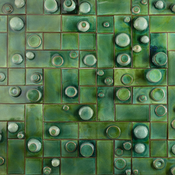 Hand-Made 3D Green Tiles - RGEUZN-WS