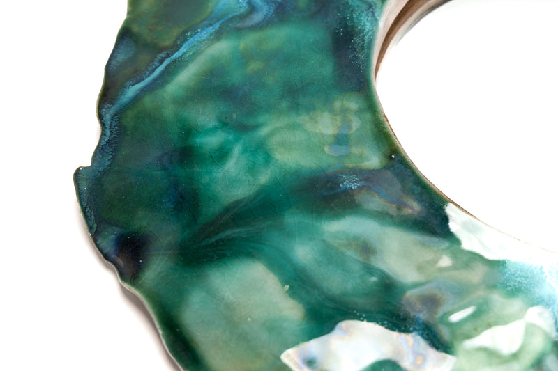 Small Green & Aqua Ceramic Mirror - RLFCNZ