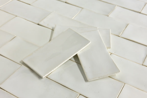 Undulating White Handmade Rectangular Tiles - RSPV3K-WS