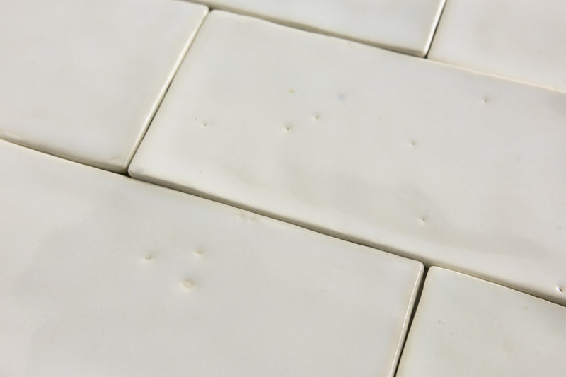Undulating White Handmade Rectangular Tiles - RSPV3K-WS