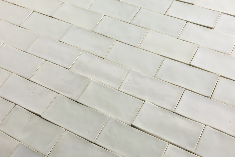 Undulating White Handmade Rectangular Tiles - RSPV3K-WS