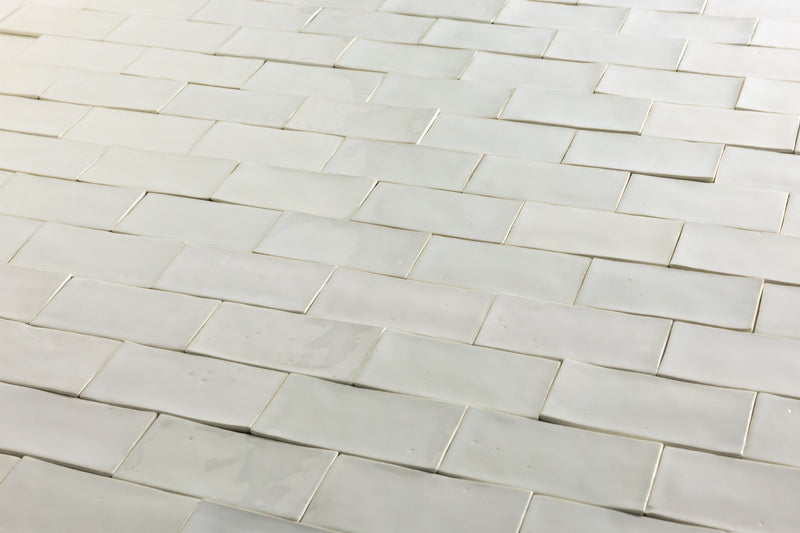 Undulating White Handmade Rectangular Tiles - RSPV3K-WS