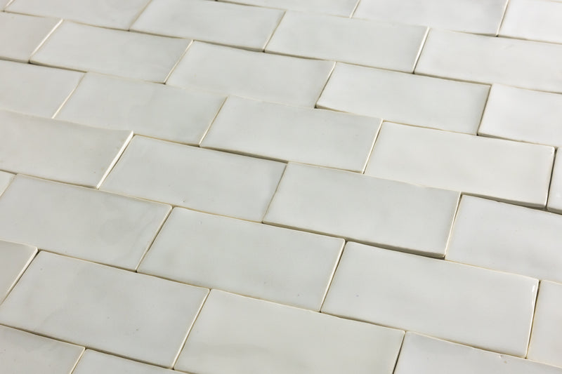 Undulating White Handmade Rectangular Tiles - RSPV3K-WS