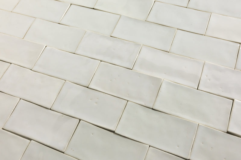 Undulating White Handmade Rectangular Tiles - RSPV3K-WS