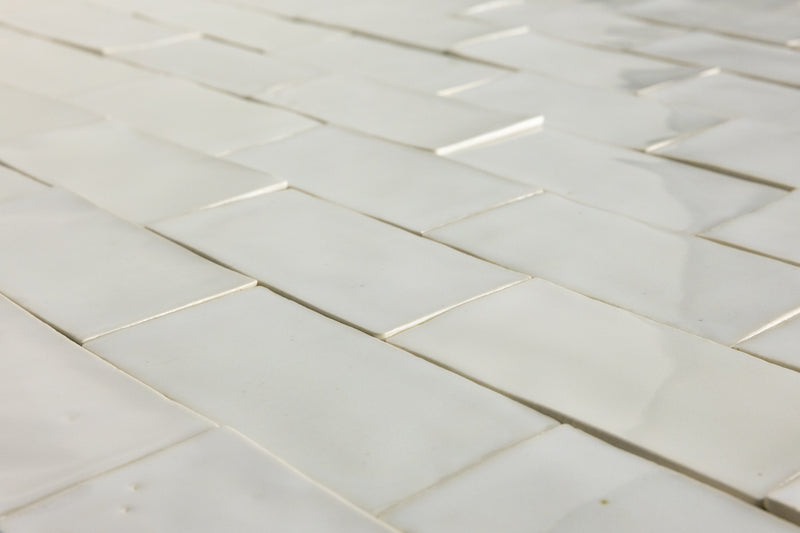 Undulating White Handmade Rectangular Tiles - RSPV3K-WS