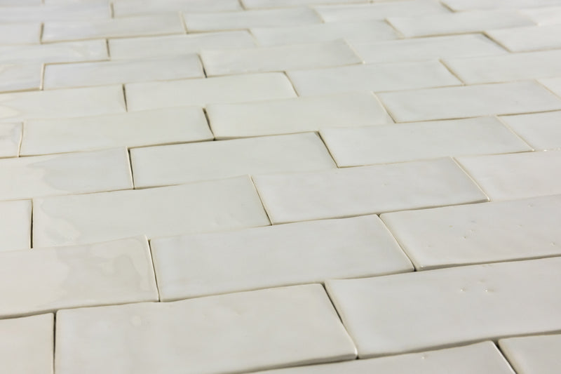 Undulating White Handmade Rectangular Tiles - RSPV3K-WS