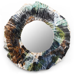 Small Blue, Brown & Green Ceramic Mirror - RVLZWZ