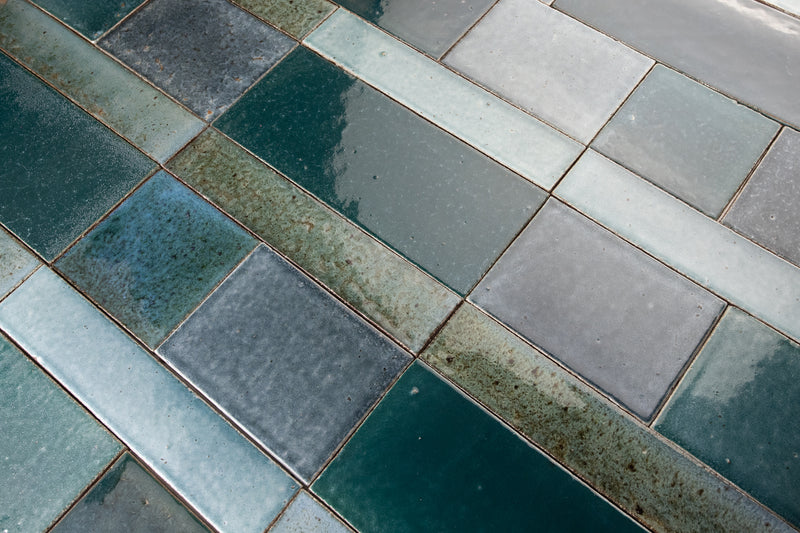 Blend of Greens & Aqua Rectangular Tiles RYFKFZ