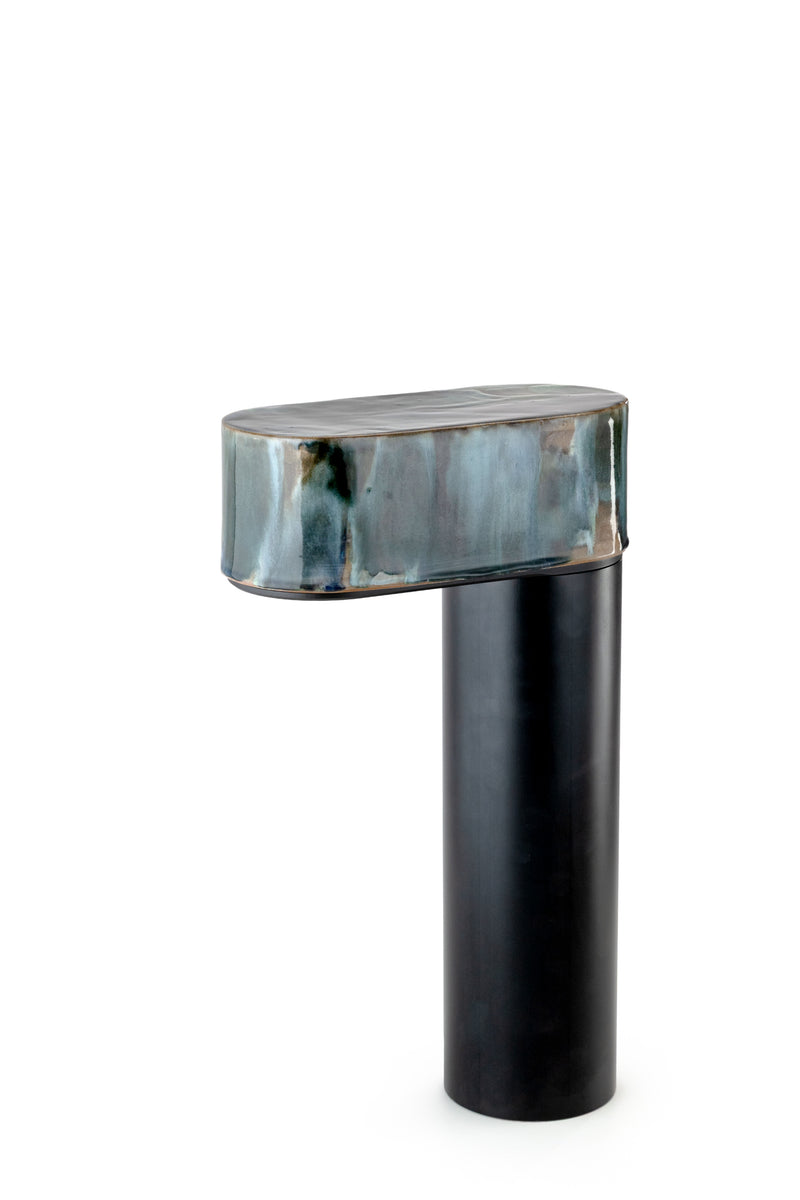 Blue & Terracotta Hand-Made Ceramic Outdoor Lantern - S4L1MG