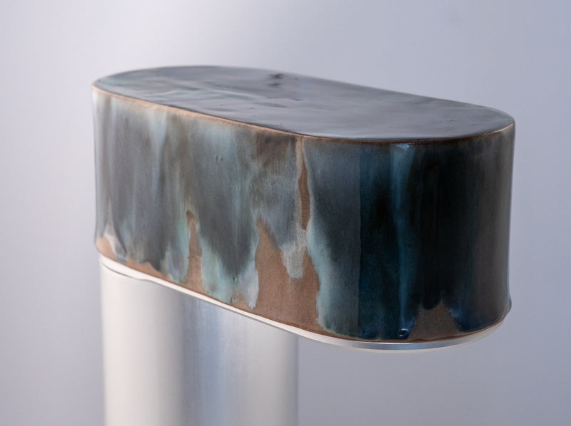 Blue & Terracotta Hand-Made Ceramic Outdoor Lantern - S4L1MG