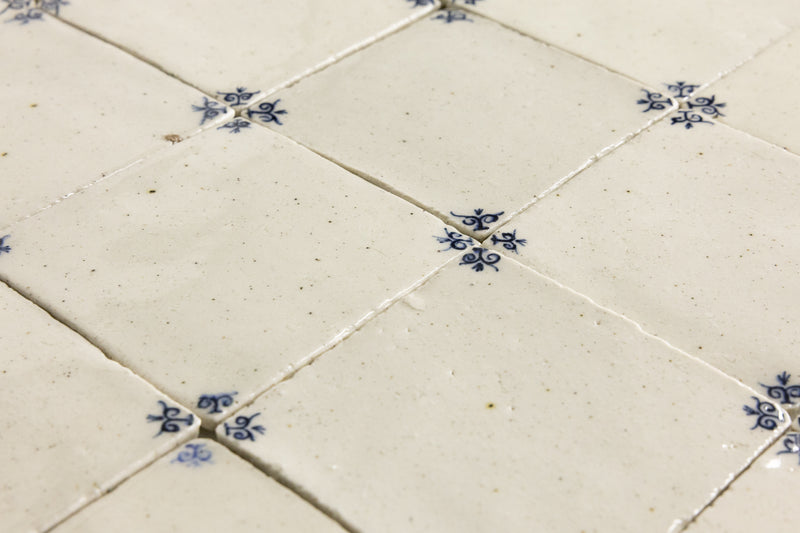 Painted Corners Blue & White Square Tiles - S6CAK8-WS