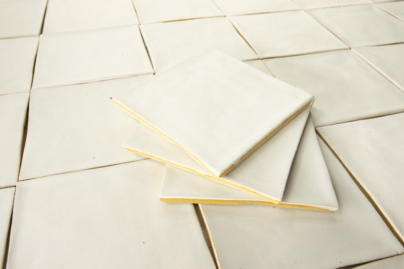 Undulating Off-White Handmade Square Tiles - SM5VJZ