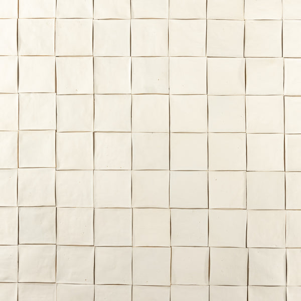 Undulating Off-White Handmade Square Tiles - SM5VJZ