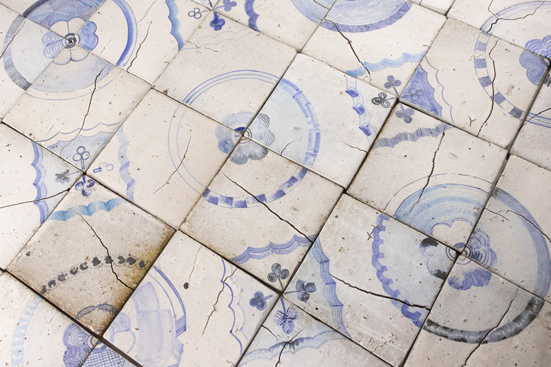 Wabi-Sabi Blue and White Tiles with Cracks STAMAW_CR