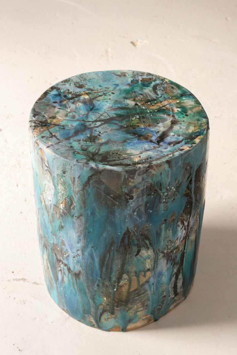 Aqua Handcrafted Ceramic Side Table 385mm - SZKQUN