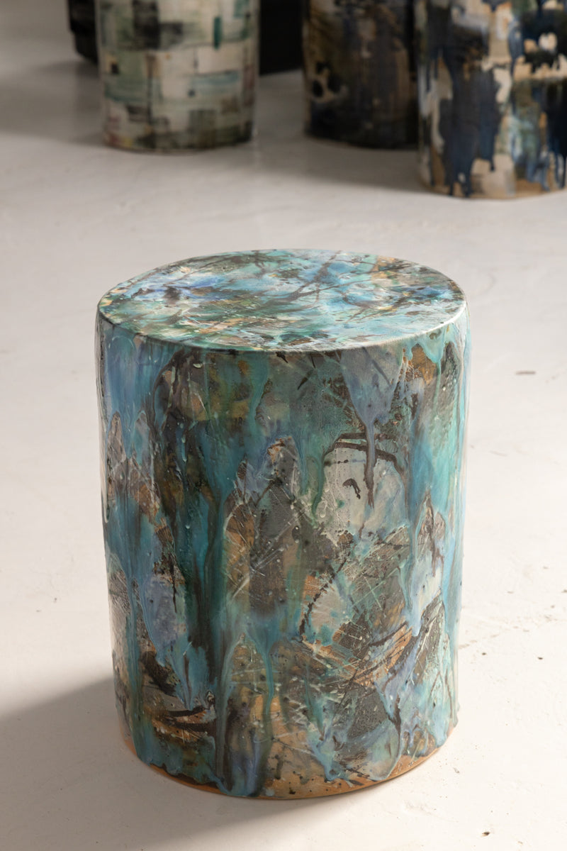 Aqua Handcrafted Ceramic Side Table 385mm - SZKQUN