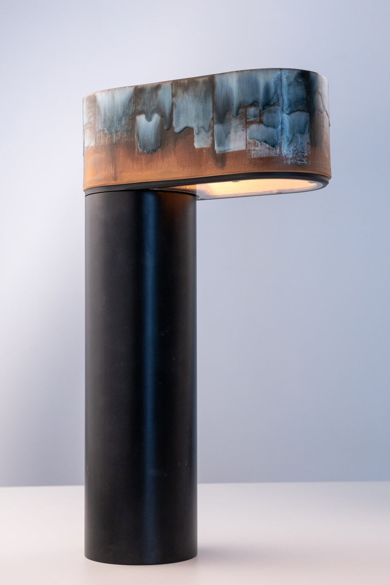 Blue & Terracotta Hand-Made Ceramic Outdoor Lantern - T6MJ5V