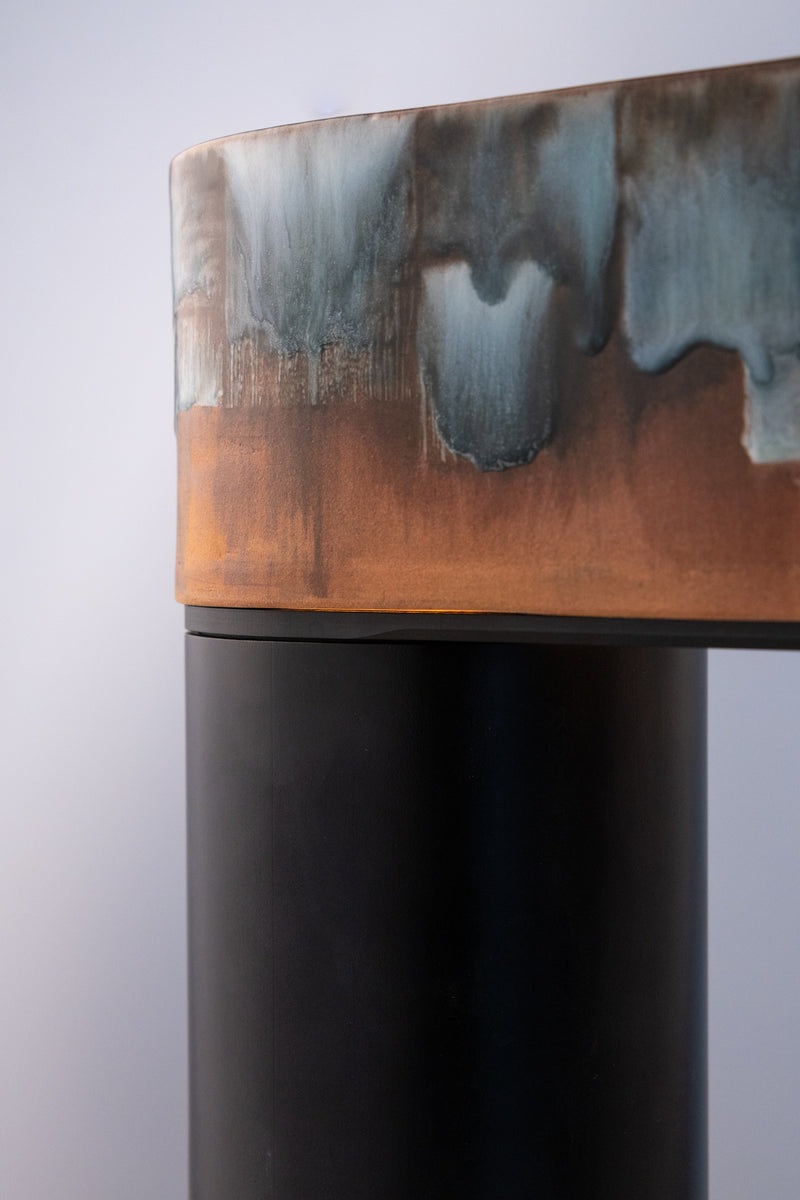 Blue & Terracotta Hand-Made Ceramic Outdoor Lantern - T6MJ5V