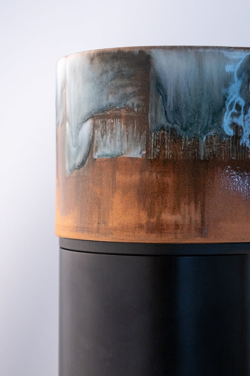 Blue & Terracotta Hand-Made Ceramic Outdoor Lantern - T6MJ5V