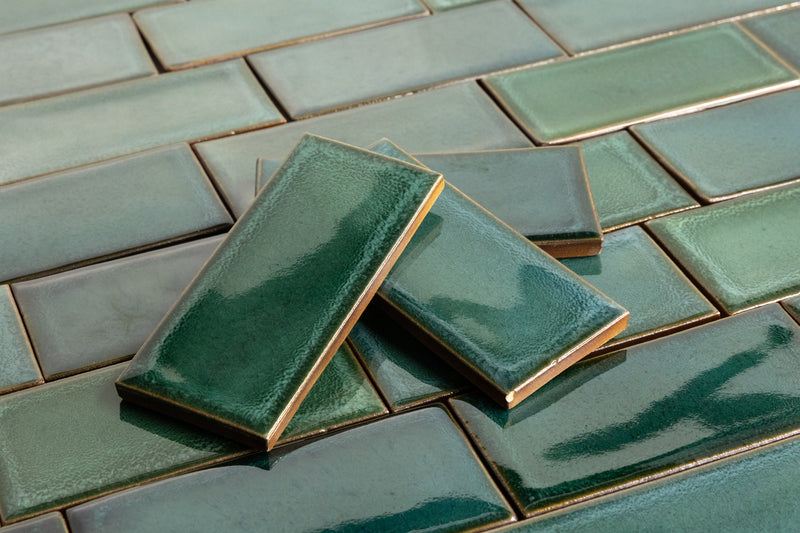 Glossy Green Rectangular Tiles - T8WK3D-EX