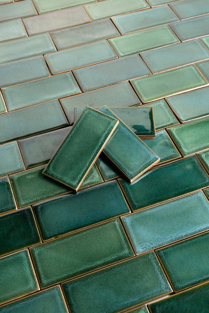 Glossy Green Rectangular Tiles - T8WK3D-EX