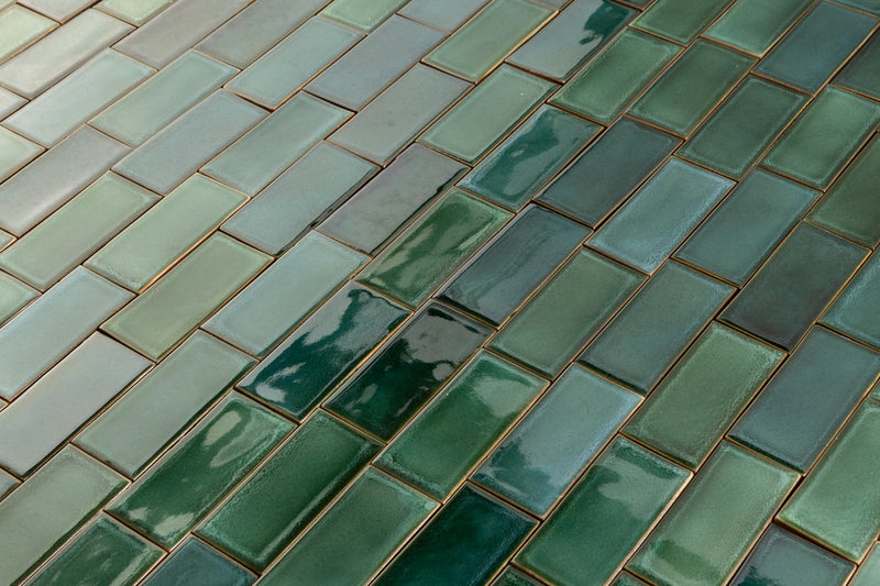 Glossy Green Rectangular Tiles - T8WK3D-EX