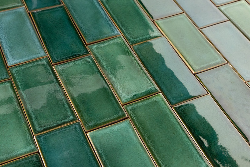 Glossy Green Rectangular Tiles - T8WK3D-EX