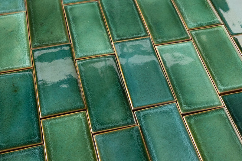 Glossy Green Rectangular Tiles - T8WK3D-EX