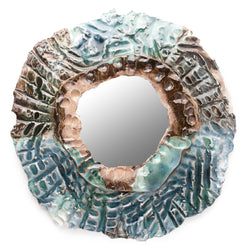 Small Aqua & Brown Ceramic Mirror - TVATDK