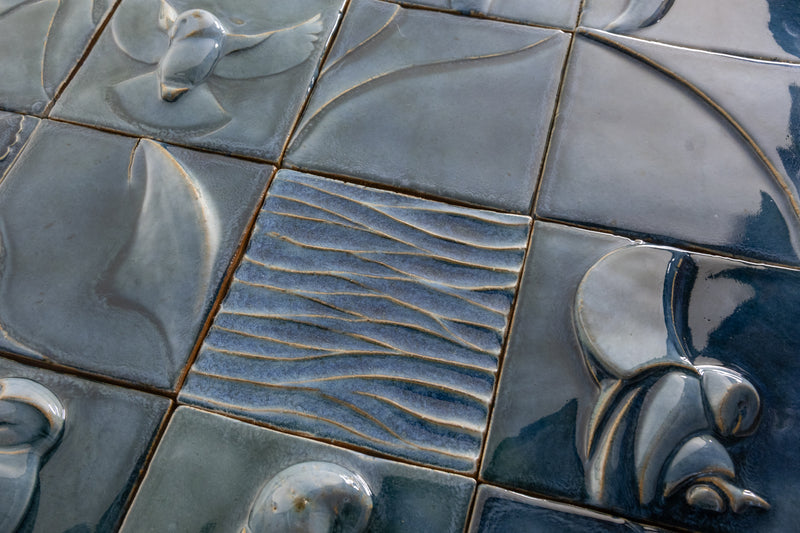 Blue Sculptural Owl Figure Tiles - UGNDNG-WS