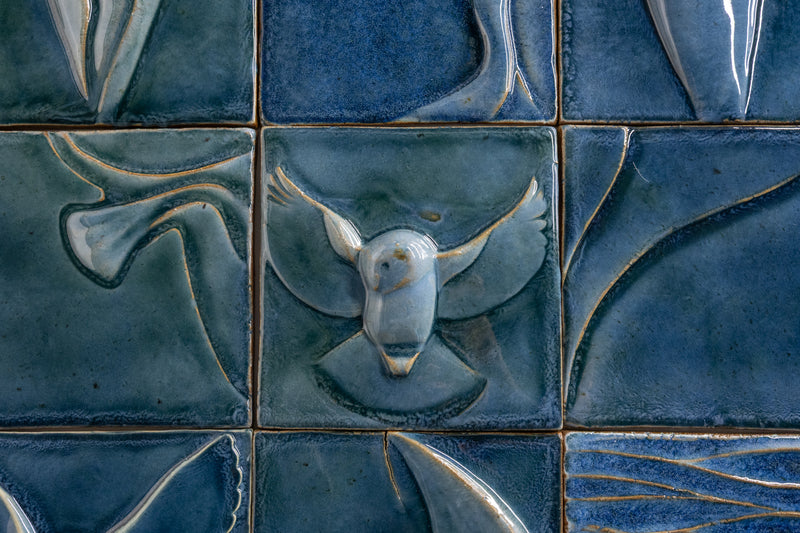 Blue Sculptural Owl Figure Tiles - UGNDNG-WS