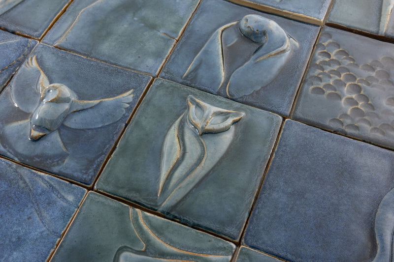 Blue Sculptural Owl Figure Tiles - UGNDNG-WS