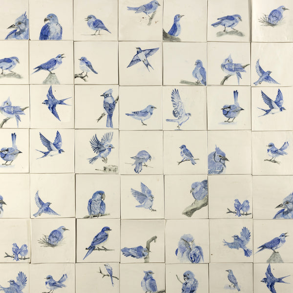 Hand Painted Blue Birds - UNWG64