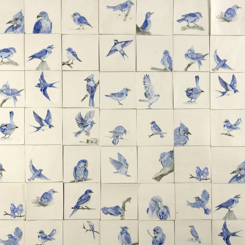Hand Painted Blue Birds - UNWG64