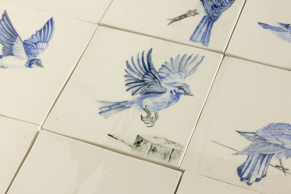 Hand Painted Blue Birds - UNWG64