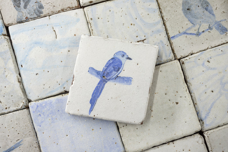 Chunky Blue Bird Blend Hand-Painted Tiles UU6RDV_26C