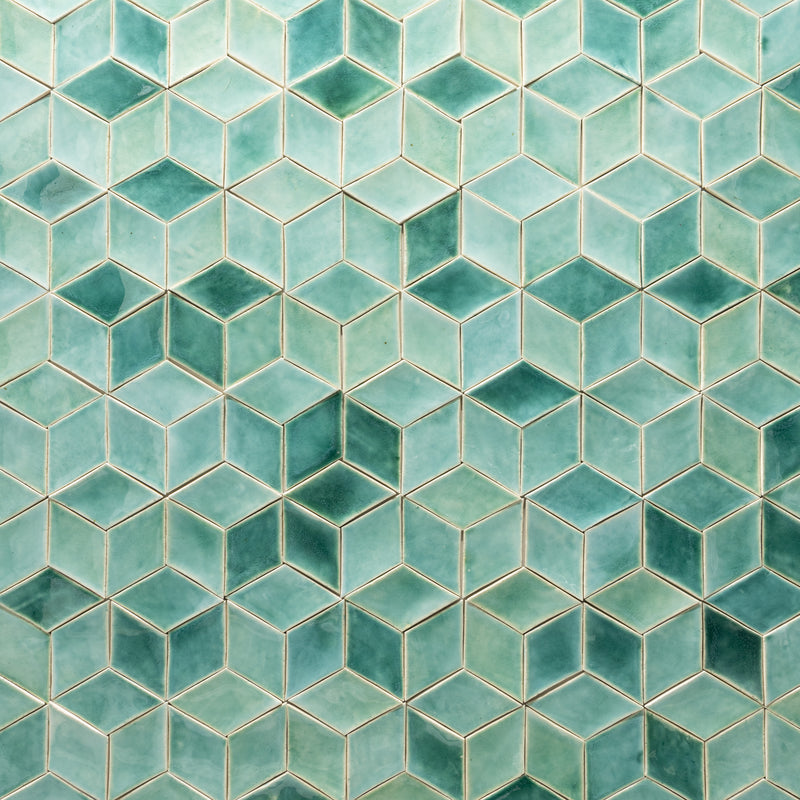 Aqua & Green Blend Diamond Tiles UWSNFG