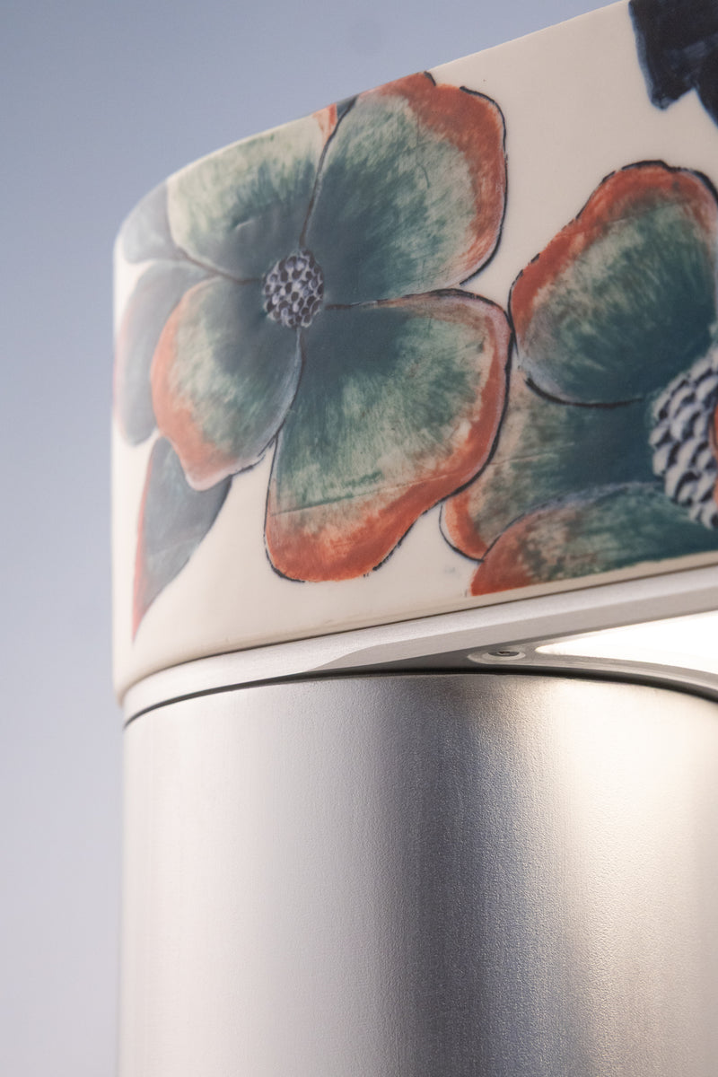 Floral Hand-Painted Ceramic Outdoor Lantern - V3MJHY