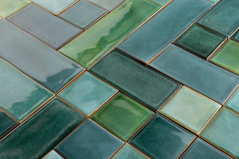 Hand-Made Teal & Green Tiles - V9CPZ5-WS