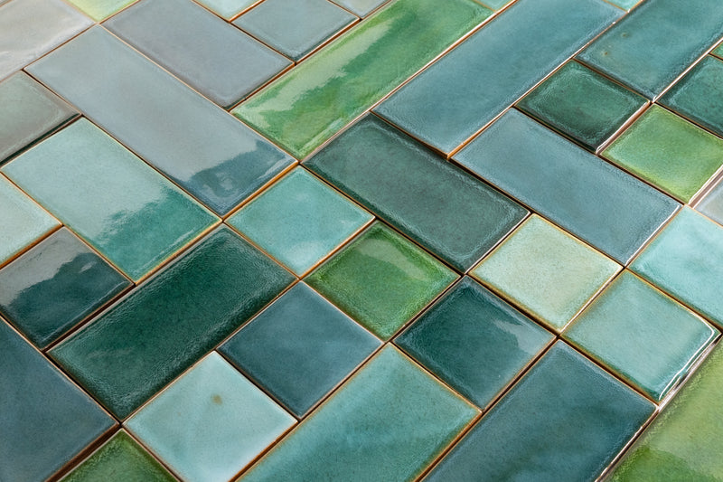 Hand-Made Teal & Green Tiles - V9CPZ5-WS