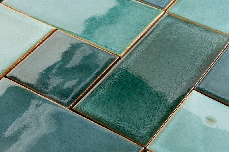 Hand-Made Teal & Green Tiles - V9CPZ5-WS