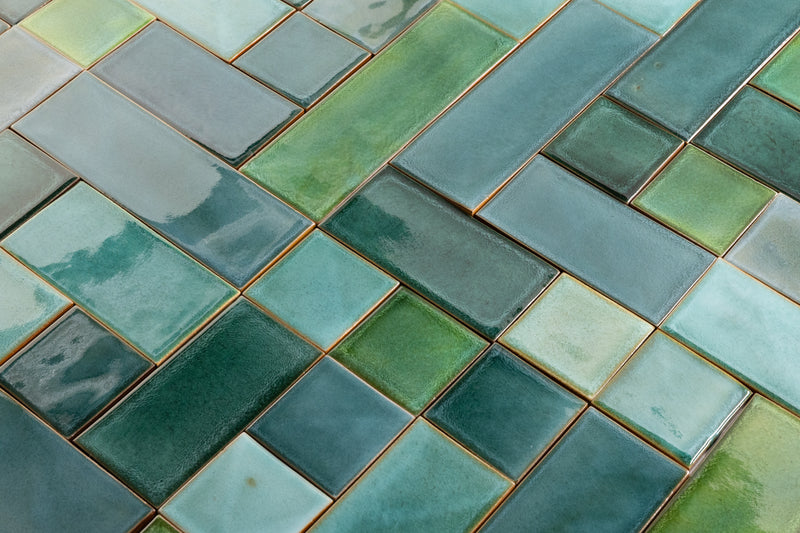 Hand-Made Teal & Green Tiles - V9CPZ5-WS