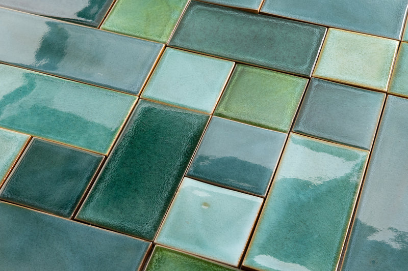 Hand-Made Teal & Green Tiles - V9CPZ5-WS